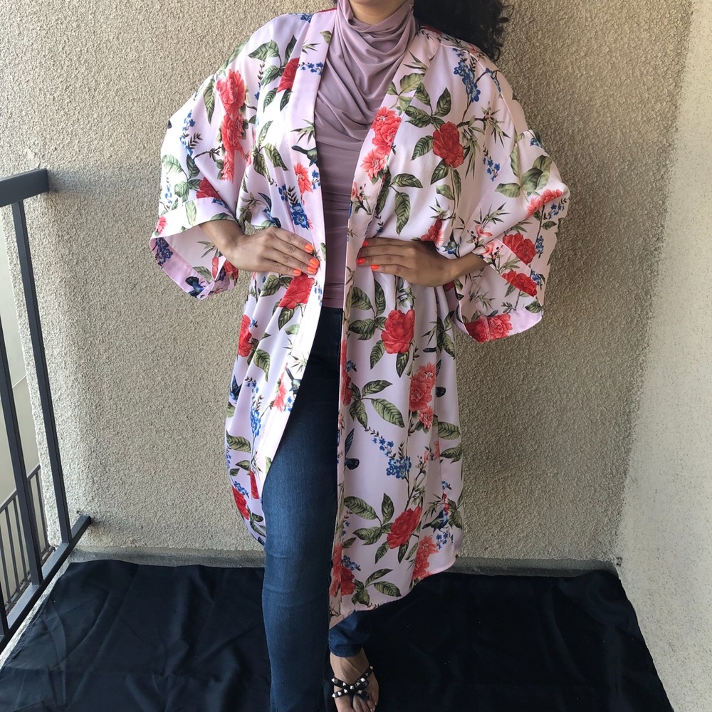 Pink Floral Kimono One Size